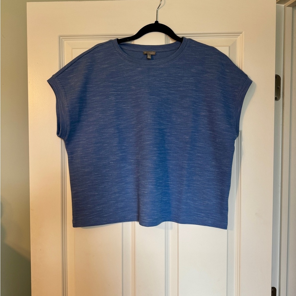 T by Talbots Heathered Blue Short Sleeve Crewneck Sweatshirt L NWT